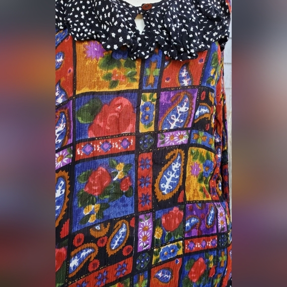 VTG 70s-80s Kaktus Rayon Multicolored Floral Boho Hippie Longsleeved Blouse Top - Picture 5 of 8